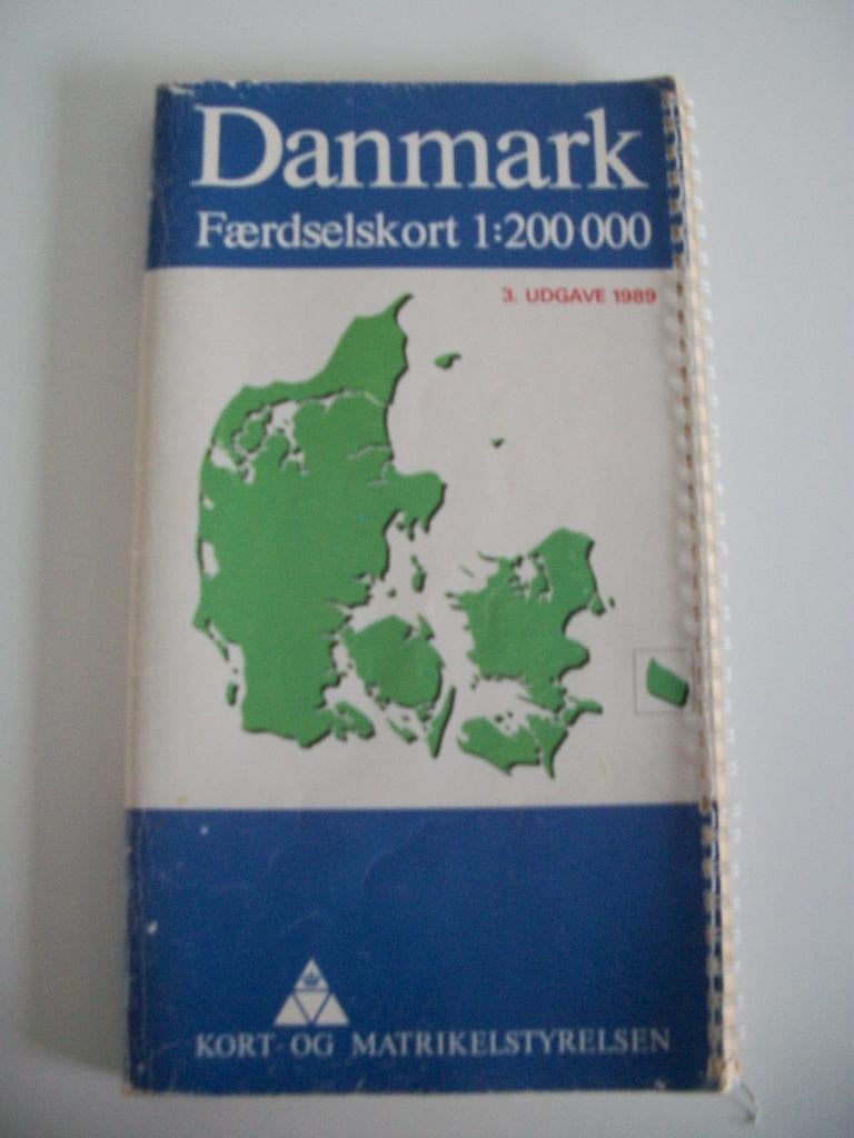 Wegenatlas Danmark Denemarken - kort- og 1989, Gelezen, KORT- OG    Matrikelstyrelsen, Landkaart, 1800 tot 2000