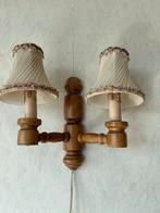 Houten wandlamp met twee lichtpunten, Ophalen, Gebruikt, Hout