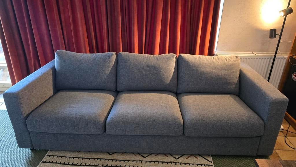 Ikea Vimle 3-zits bank gunnared middengrijs, Ophalen, Gebruikt, Tweepersoons, 75 tot 100 cm