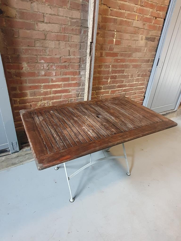 Inklapbare tuintafel met parasol gat, Ophalen, Gebruikt, Rechthoekig