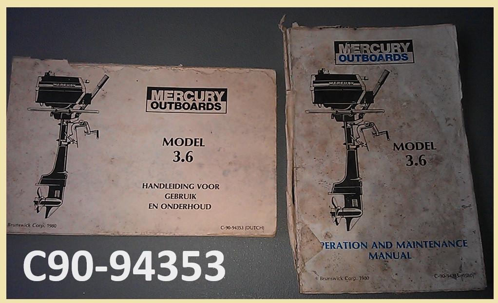 C90-94353 Handleiding maintenance manual voor 3,6 pk Mercury, Ophalen of Verzenden, Nieuw, Motor en Techniek