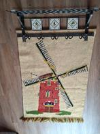 Vintage Smeedijzeren Kapstok met Groot Kelim Wandkleed Molen, Wandkapstok, Gebruikt, 100 tot 150 cm, Ophalen of Verzenden
