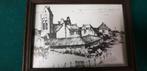 tekening ingelijst oude gebouwen, Huis en Inrichting, Woonaccessoires | Schilderijen, Tekeningen en Foto's, Ophalen of Verzenden