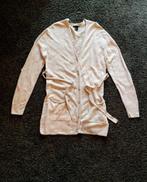 IZGS: lang (77 cm) beige vest; linnen/katoen; maat medium, Kleding | Dames, Positiekleding, Gedragen, Beige, Trui of Vest, Maat 38/40 (M)
