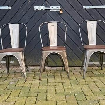 Tolix metalen eetkamerstoelen terrasstoel houten zit