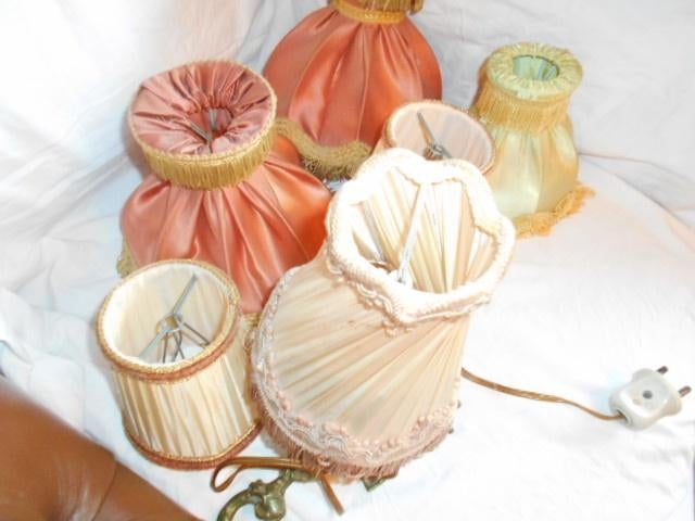 5 VINTAGE SCHEMERLAMP KAPJES, Huis en Inrichting, Lampen | Lampenkappen, Ophalen of Verzenden, Gebruikt, Rond, JAREN 60/70