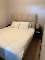 Bed beige velours, Huis en Inrichting, Slaapkamer | Bedden, Ophalen, Beige, Tweepersoons, Zo goed als nieuw