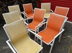 Tuinstoelen 8 stuks geel oranje, Tuin en Terras, Tuinstoelen, Ophalen, Gebruikt, Kunststof, Stapelbaar
