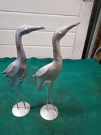 beelden vogels reigers metaal zilverkleurig, Verzamelen, Ophalen of Verzenden