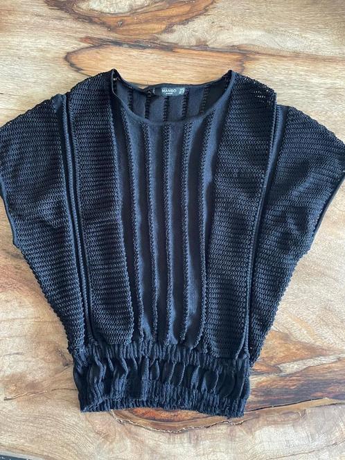 Zwarte top met bijzonder gebreid motief MANGO maat S, Kleding | Dames, Tops, Gedragen, Maat 36 (S), Zwart, Zonder mouw, Verzenden