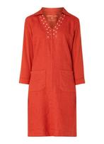 Koraalrood Sandwich linnen jurk tuniek maat 38 ibiza stijl, Maat 38/40 (M), Nieuw, Oranje, Ophalen of Verzenden