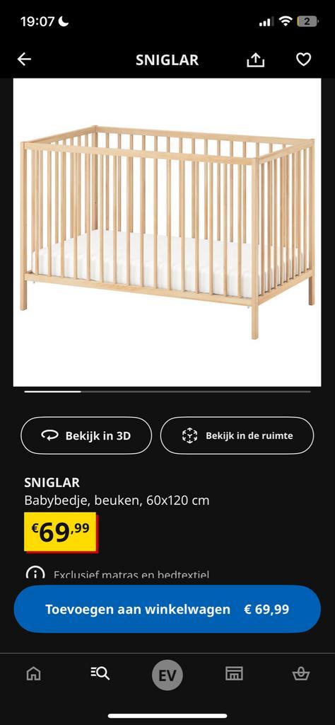 Ikea Ledikant sniglar + Prijswinnende Matras himlavalv, Kinderen en Baby's, Babywiegjes en Ledikanten, Zo goed als nieuw, Ledikant