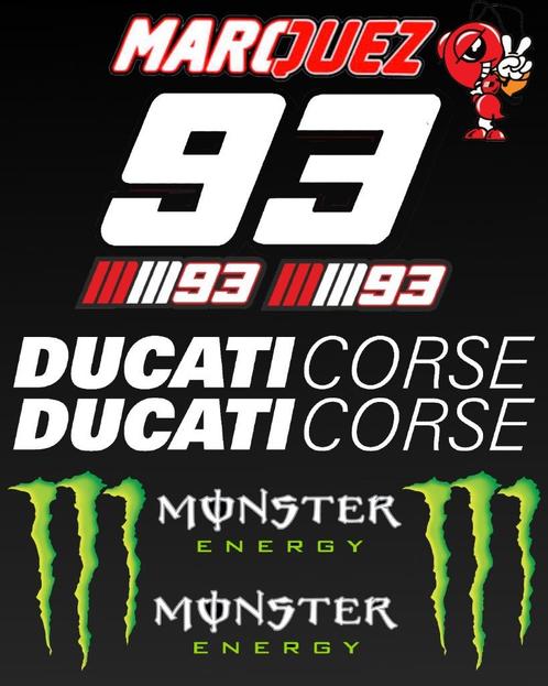 Marquez Ducati Monster Energy sponsoren stickerset, Motoren, Accessoires | Stickers, Verzenden