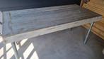 Steigerhouten bureau whitewash met steigerpijpen 175x80x80cm, Ophalen, Gebruikt, Bureau