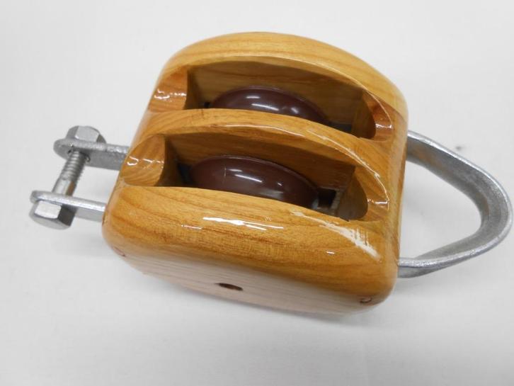 Houten Blok, Katrol, dubbelschijfs, hondsvot, 12 - 14 mm, Watersport en Boten, Accessoires en Onderhoud, Nieuw, Lijn of Blok, Ophalen of Verzenden