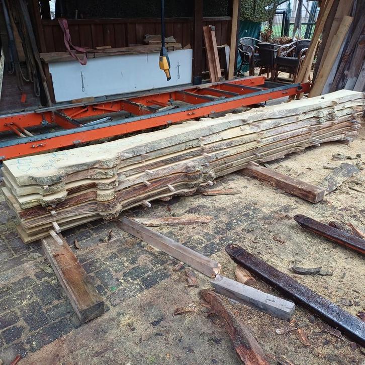 Mooie schaaldelen van een Acacia 3,8 mtr lang, Tuin en Terras, Palen, Balken en Planken, Nieuw, Planken, 250 cm of meer, Ophalen