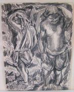 Hubert bekman "Adam en Eva" potlood tekening uit 1945, Ophalen of Verzenden