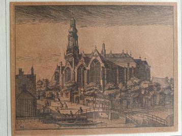 Gravure Oude Kerk Amsterdam beschikbaar voor biedingen