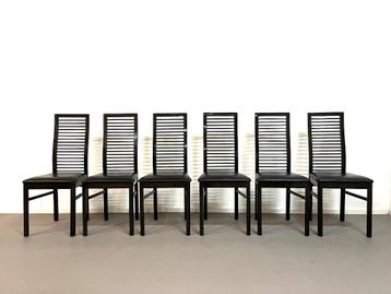 Vintage design Italiaanse high back eetkamerstoelen jaren 80 beschikbaar voor biedingen