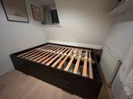Brimnes Bedframe 140x200 + Lattenbodems, Ophalen, Gebruikt, Zwart, Tweepersoons