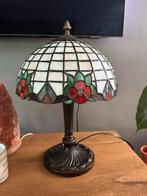 Tiffany Tafellamp met Bloemmotief, Ophalen, Gebruikt, Glas, Minder dan 50 cm