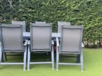 Tuintafel met 6 stoelen - complete set!, Gebruikt, Eettafel, 6 zitplaatsen, Aluminium