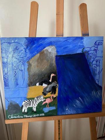 Wilde Dieren in Kleur – Handgeschilderd Kunstwerk 50 x 70 cm beschikbaar voor biedingen