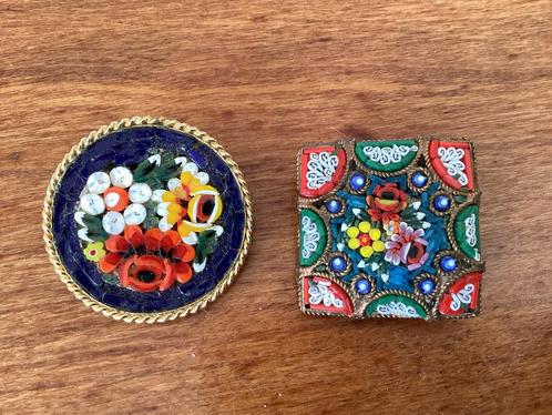 2 mozaïek broches Italië, Sieraden, Tassen en Uiterlijk, Broches, Gebruikt, Overige materialen, Ophalen of Verzenden