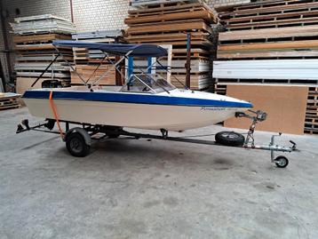 motorboot 410x170 cm met trailer, 9,8 pk buitenboordmoter.  beschikbaar voor biedingen