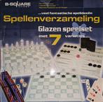 Glazen spellenverzameling met 7 spellen, Hobby en Vrije tijd, Gezelschapsspellen | Bordspellen, Ophalen of Verzenden, Nieuw