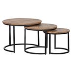 Mangohouten Salontafel Set - Zo Goed Als Nieuw, Huis en Inrichting, Tafels | Salontafels, Ophalen, 50 tot 100 cm, Rond, 50 tot 100 cm