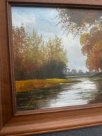Klassiek rivierlandschap schilderij A. Sleeswijk gesigneerd, Antiek en Kunst, Ophalen of Verzenden