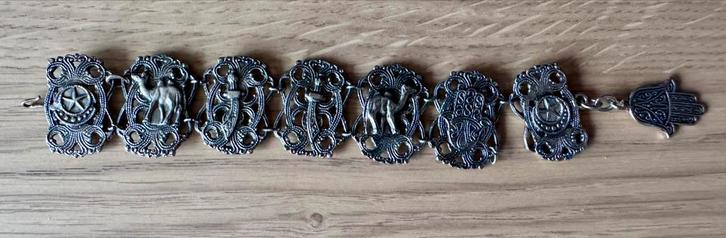 Vintage Marokkaanse Armband, Jaren 60, Sieraden, Tassen en Uiterlijk, Armbanden, Gebruikt, Zilver, Met bedels of kralen, Ophalen of Verzenden