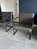 Donkergroene leren fauteuil- fred de la bretoniere, Huis en Inrichting, Ophalen, Overige kleuren, Leer, Zo goed als nieuw