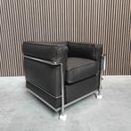 Cassina LC2 Fauteuil in Zwart Leder, Info@cassina.it, 75 tot 100 cm, Ophalen of Verzenden, Metaal