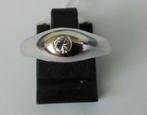 Witgouden 14 kr. heren ring met briljant., 18 tot 19, Wit, Heer, Ophalen of Verzenden