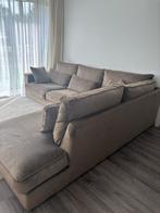 Velvet Hoekbank in Taupe, Ophalen, 250 tot 300 cm, Gebruikt, Hoekbank