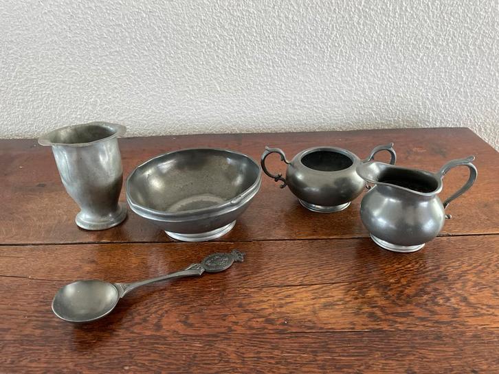 Vintage Tinnen Servies Set, Antiek en Kunst, Antiek | Tin, Ophalen
