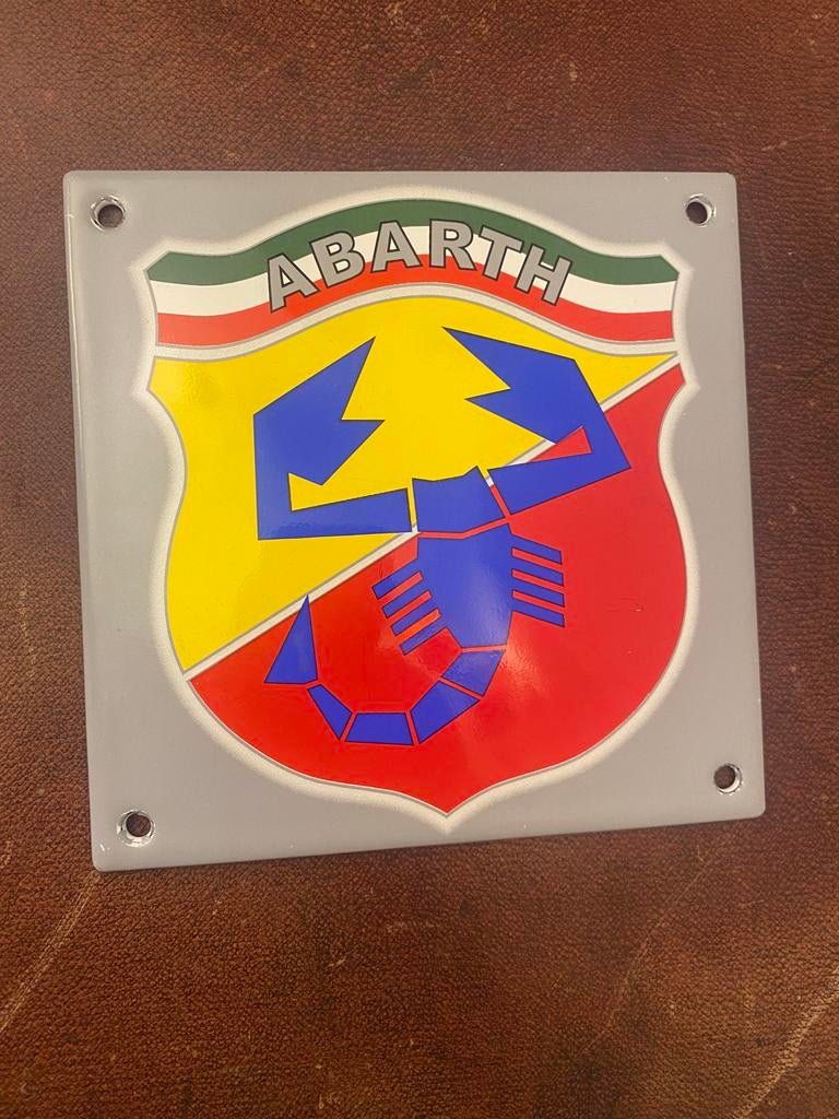 Emaille Fiat Abarth Bordje - 16x16cm, Auto diversen, Autostickers, Ophalen of Verzenden