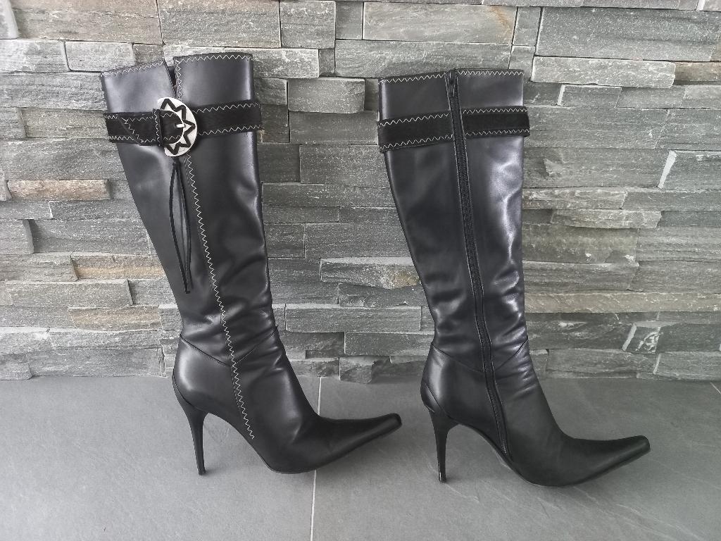 Zwart lederen laarzen Casadei maat 39, Ophalen, Hoge laarzen, Zwart, Zo goed als nieuw