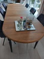 Licht eikenhouten eettafel met zwart onderstel, Ophalen, 200 cm of meer, 50 tot 100 cm, Zo goed als nieuw