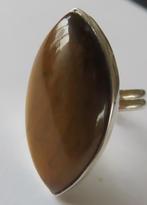 Koopje! Royale zilveren ring (no 19) met tijgeroog , incl ve, 18 tot 19, Verzenden, Zo goed als nieuw, Met edelsteen