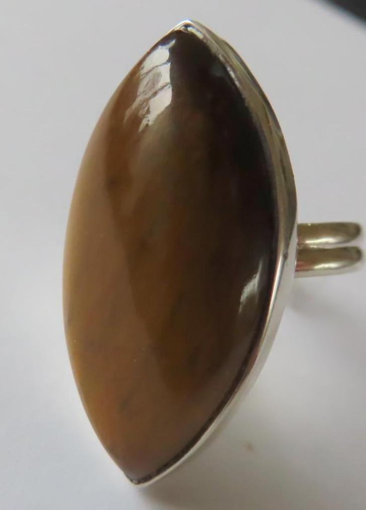 Koopje! Royale zilveren ring (no 19) met tijgeroog , incl ve, Sieraden, Tassen en Uiterlijk, Ringen, Zo goed als nieuw, Dame, 18 tot 19