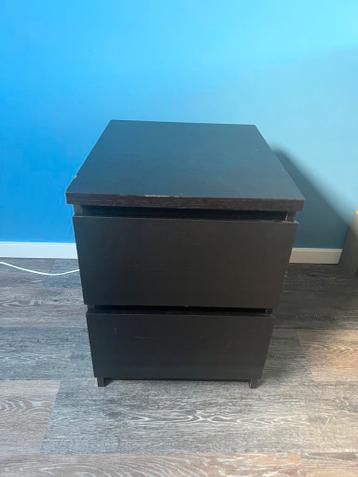 Ikea Malm nachtkastje - donkerbruin/zwart - afbeelding 1