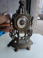 Antieke bronzen tafelklok met engelen, Antiek en Kunst, Ophalen of Verzenden