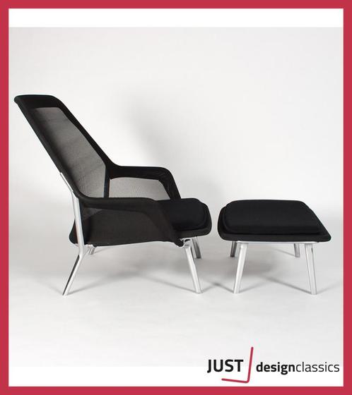Vitra Slow Chair & Ottoman Zwart Tricot  (voorraad:2), Huis en Inrichting, Fauteuils, Zo goed als nieuw, Ophalen of Verzenden