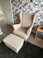 2 IKEA Stoelen met Voetenbank, Huis en Inrichting, Fauteuils, Ophalen, Gebruikt, Stof, 75 tot 100 cm