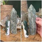 Mosagaat en groene kwarts punt, Verzamelen, Mineralen en Fossielen, Ophalen of Verzenden, Mineraal