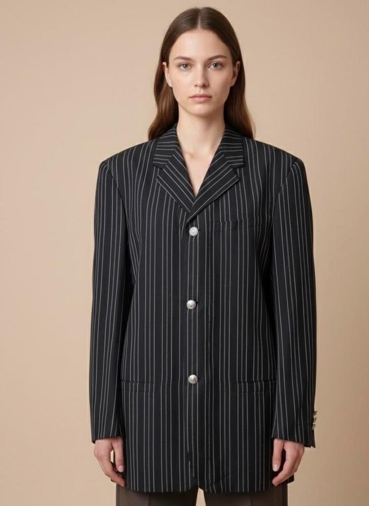 Vintage Versus Versace Pinstripe Blazer - Medusa Knopen, Kleding | Heren, Kostuums en Colberts, Zo goed als nieuw, Maat 48/50 (M)