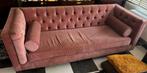 Roze velvet stof 3zits bank, Ophalen, Driepersoons, 75 tot 100 cm, Zo goed als nieuw